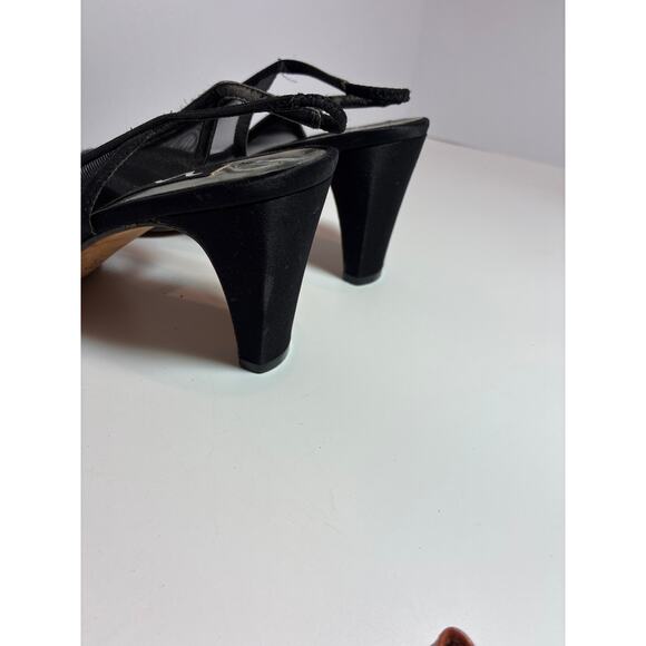 Nina Sling Back Heels Shoes Dressy Black 9 M Leather soles Classic Luxury - Picture 5 of 7
